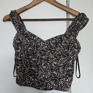 Floral Black and White Women's Top